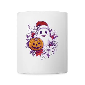 Halloween Geschenk Geist mit Weihnachtsmütze Deko - Tasse - Weiß - Vorne