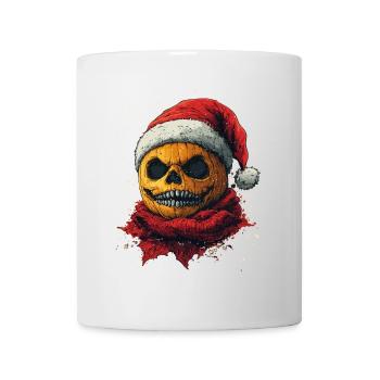 Halloween Geschenk Kürbis mit Weihnachtsmütze Deko - Tasse - Weiß - Vorne