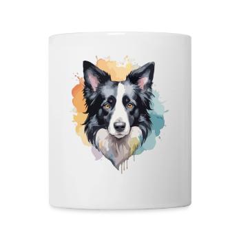 Border Collie Hund Cool Bunt - Tasse - Weiß - Vorne