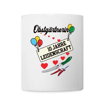 Obstgärtnerin Jubiläum 10 Jahre 10. jähriges Jubi - Tasse - Weiß - Vorne