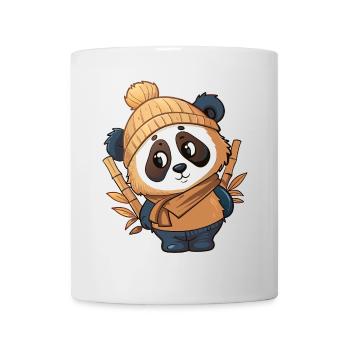 Niedlicher Panda mit Schal und Pudelmütze. - Tasse - Weiß - Vorne