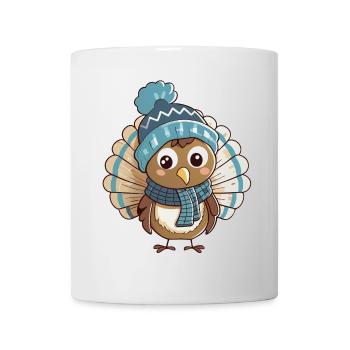 Niedlicher Truthahn mit Schal und Pudelmütze. - Tasse - Weiß - Vorne