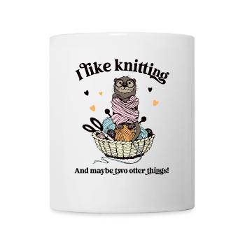 I LIKE KNITTING Ich liebe Stricken Häkeln Otter - Tasse - Weiß - Vorne