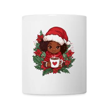 Afrikanische Weihnachtsfrau Kaffee Weihnachten - Tasse - Weiß - Vorne
