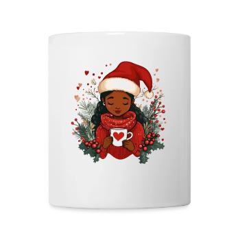 Afrikanische Weihnachtsfrau Kaffee Weihnachten - Tasse - Weiß - Vorne