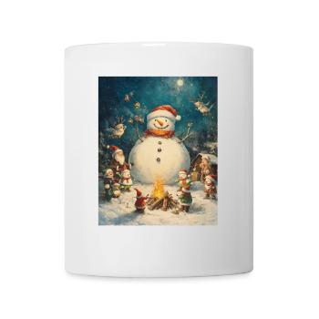 Schneemann Lagerfeuer Weihnachten Frauen Männer - Tasse - Weiß - Vorne
