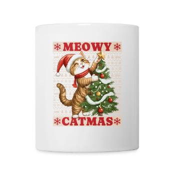 Chat Arbre de Noël Noël Noël Mignon Drôle - Mug blanc - blanc - Devant