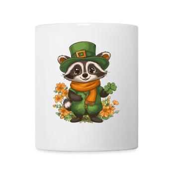 St Patrick’s Day Raccoon Décoration Femmes Hommes Enfants - Mug blanc - blanc - Devant