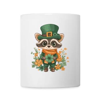 St Patrick’s Day Raccoon Décoration Femmes Hommes Enfants - Mug blanc - blanc - Devant