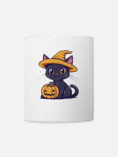 Cadeau d’Halloween Femmes Chat Hommes Enfants Décoration - Mug blanc - blanc