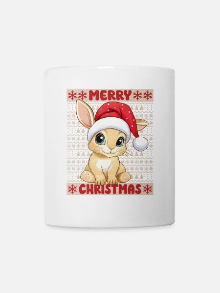 Hase Kaninchen Ugly Christmas Weihnachten Xmas Süß - Tasse - Weiß