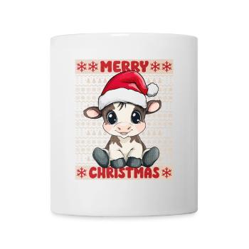 Kuh Kalb Ugly Christmas Weihnachten Xmas Süß - Tasse - Weiß - Vorne