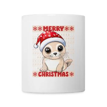 Robbe Seerobbe Ugly Christmas Weihnachten Xmas Süß - Tasse - Weiß - Vorne
