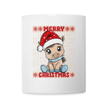 Pferd Weihnachten Süß Niedlich Weihnachtlich - Tasse - Weiß - Vorne
