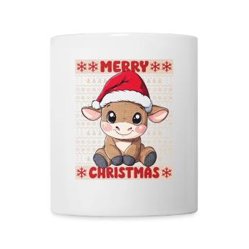 Taureau Noël mignon Noël mignon Noël - Mug blanc - blanc - Devant