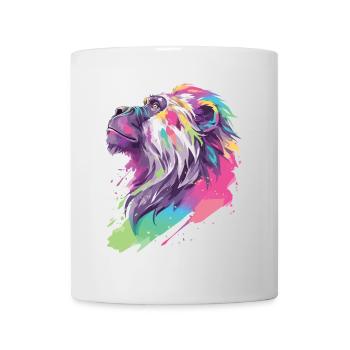 Affe Schimpanse Primat Natur Wildnis Bunt Kunst - Tasse - Weiß - Vorne
