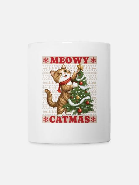 Katze Weihnachtsbaum Weihnachten Xmas Süß Lustig - Tasse - Weiß