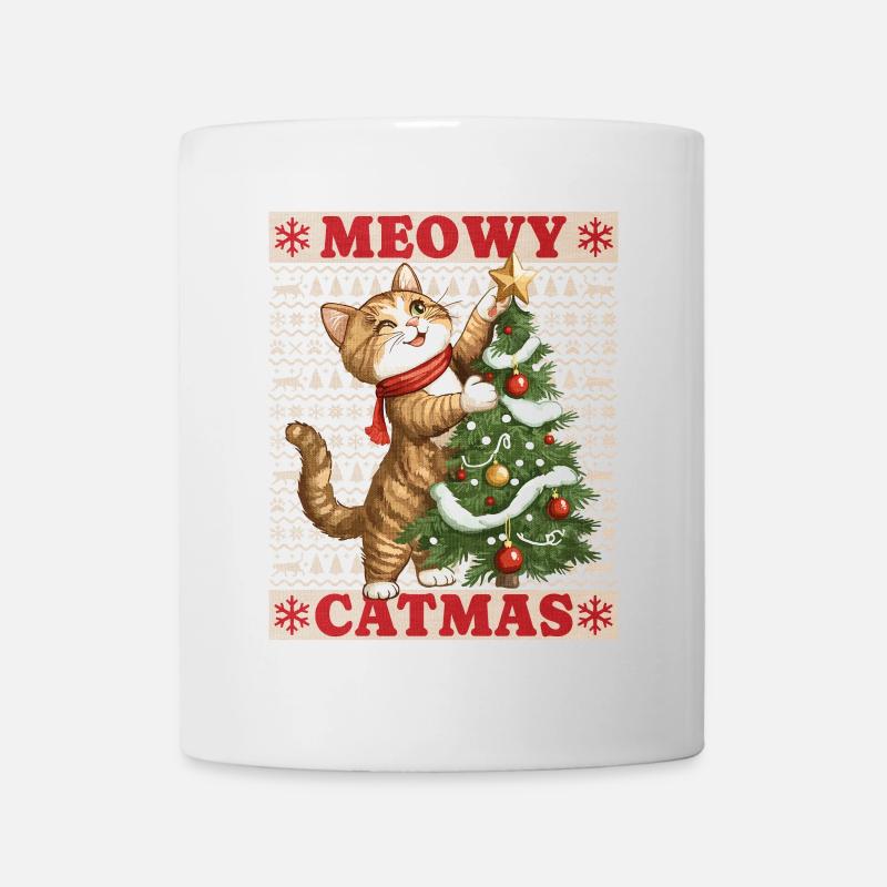 Chat Arbre de Noël Noël Noël Mignon Drôle - Mug blanc - blanc