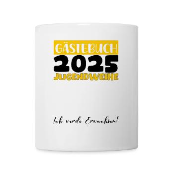 Jugendweihe 2025 Gästebuch Geschenk Mädchen Jungen - Tasse - Weiß - Vorne