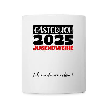 Jugendweihe 2025 Gästebuch Geschenk Mädchen Jungen - Tasse - Weiß - Vorne