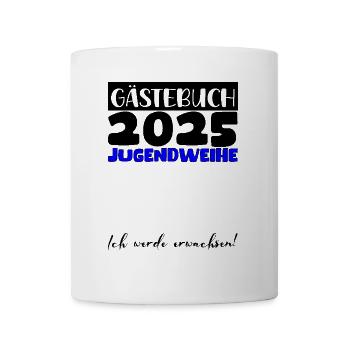 Jugendweihe 2025 Gästebuch Geschenk Mädchen Jungen - Tasse - Weiß - Vorne