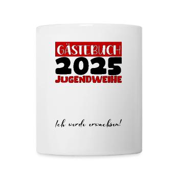 Jugendweihe 2025 Gästebuch Geschenk Mädchen Jungen - Tasse - Weiß - Vorne