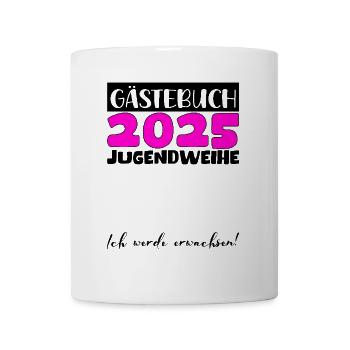 Jugendweihe 2025 Gästebuch Geschenk Mädchen Jungen - Tasse - Weiß - Vorne