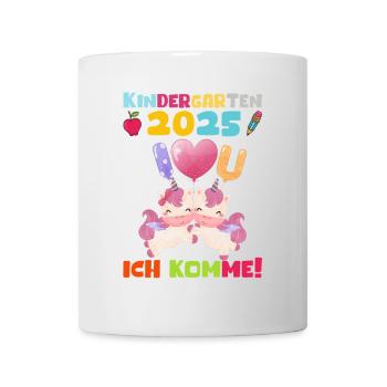 Kindergarten 2025 Mädchen Geschenk Kita 2025 Deko - Tasse - Weiß - Vorne