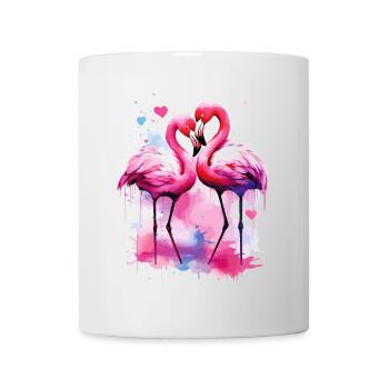 Flamingo Love Coeur Oiseau Exotique Été Rose - Mug blanc - blanc - Devant
