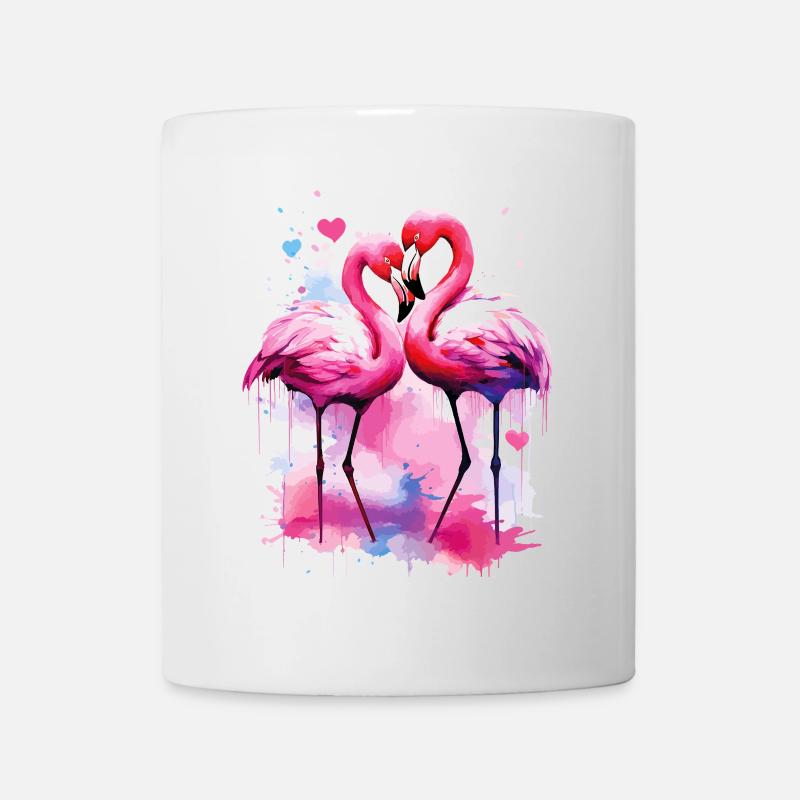 Flamingo Liebe Herz Vogel Exotisch Sommer Rosa - Tasse - Weiß