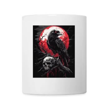 Raven Skull Moon Dark Gothic Black Crow - Mug - white - Front