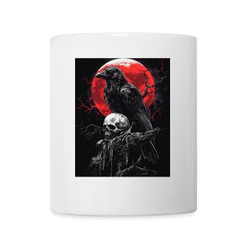 Raven Skull Moon Dark Gothic Black Crow - Mug - white - Front