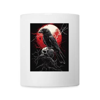 Raven Skull Moon Dark Gothic Black Crow - Mug - white - Front