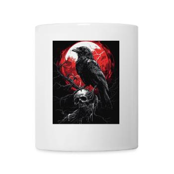 Raven Skull Moon Dark Gothic Black Crow - Mug - white - Front