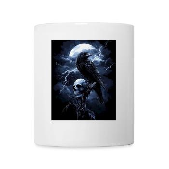 Raven Skull Moon Dark Gothic Black Crow - Mug - white - Front