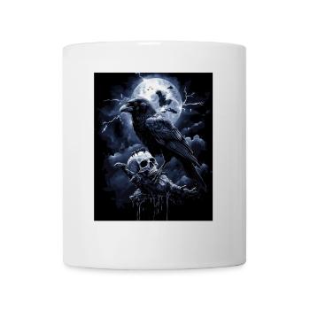 Raven Skull Moon Dark Gothic Black Crow - Mug - white - Front