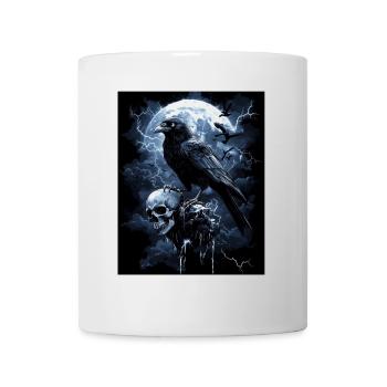 Raven Skull Moon Dark Gothic Black Crow - Mug - white - Front