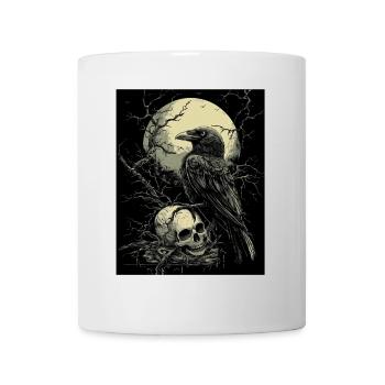 Raven Skull Moon Dark Gothic Black Crow - Mug - white - Front