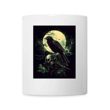Raven Skull Moon Dark Gothic Black Crow - Mug - white - Front