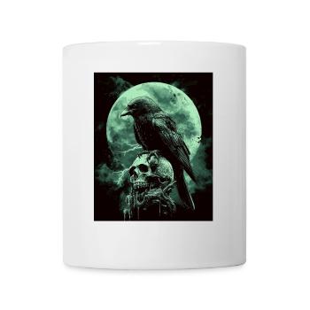 Raven Skull Moon Dark Gothic Black Crow - Mug - white - Front