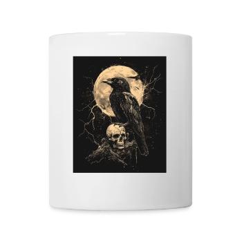 Raven Skull Moon Dark Gothic Black Crow - Mug - white - Front
