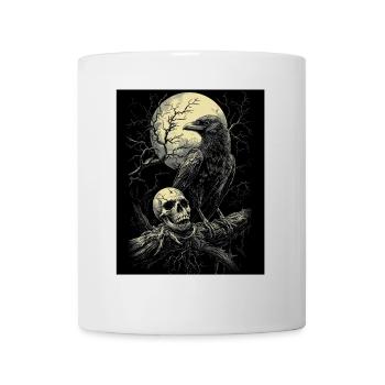 Raven Skull Moon Dark Gothic Black Crow - Mug - white - Front