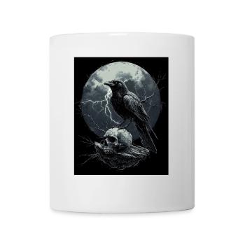 Raven Skull Moon Dark Gothic Black Crow - Mug - white - Front