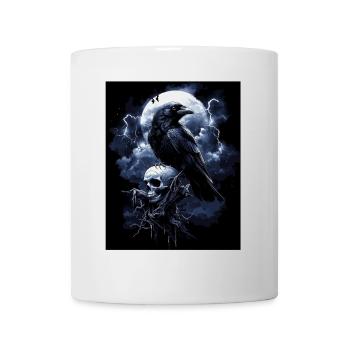 Raven Skull Moon Dark Gothic Black Crow - Mug - white - Front
