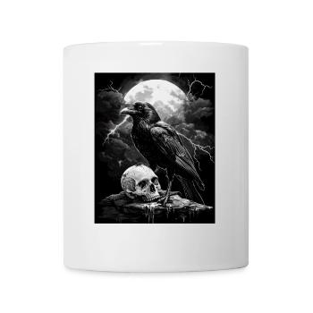 Raven Skull Moon Dark Gothic Black Crow - Mug - white - Front