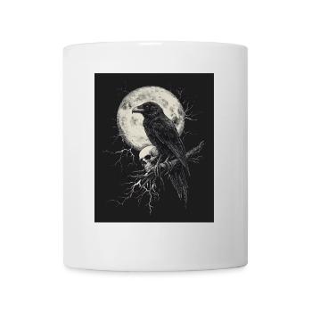 Raven Skull Moon Dark Gothic Black Crow - Mug - white - Front
