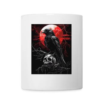 Raven Skull Moon Dark Gothic Black Crow - Mug - white - Front