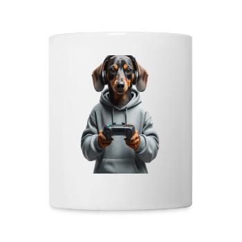 Gamer Dachshund - Gambler Dog with Hoodie - Mug - white - Front