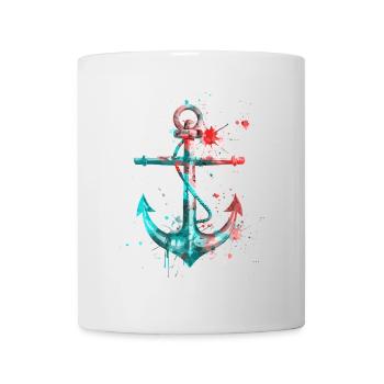Ancre Aquarelle Splash Coloré Art Marin Marin - Mug blanc - blanc - Devant