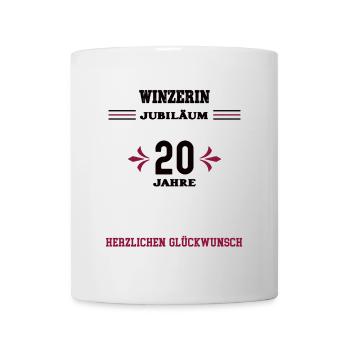 Winzerin 20 Jahre Jubiläum 20. Jubi Winzerei - Tasse - Weiß - Vorne